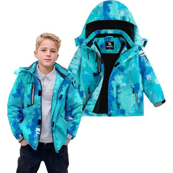 Simplee kids Boy Winter Coat Waterproof Ski Jacket Fleece Hooded
